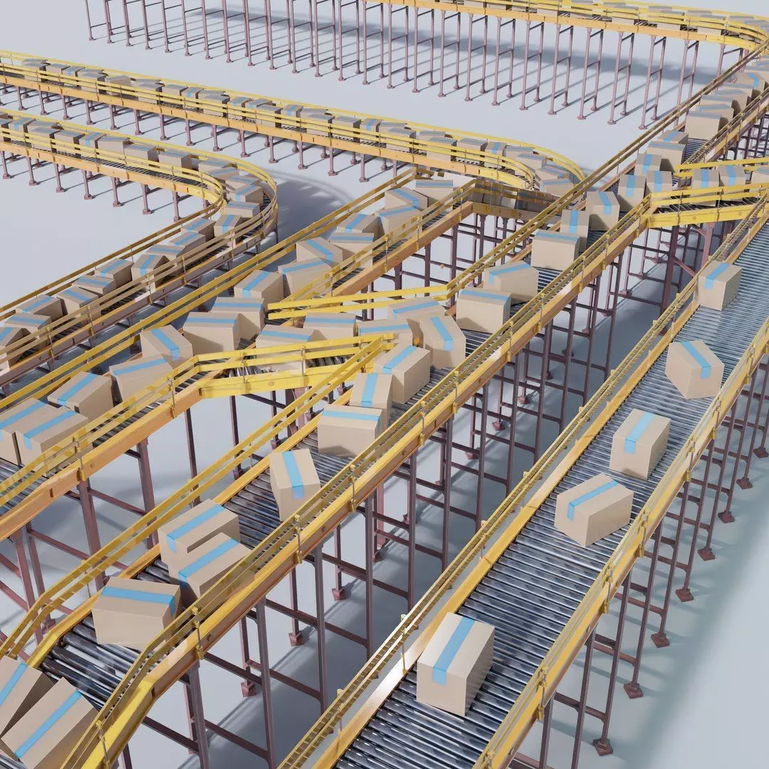 Conveyor Belt Scene and Constructor Low-poly 3D model_1