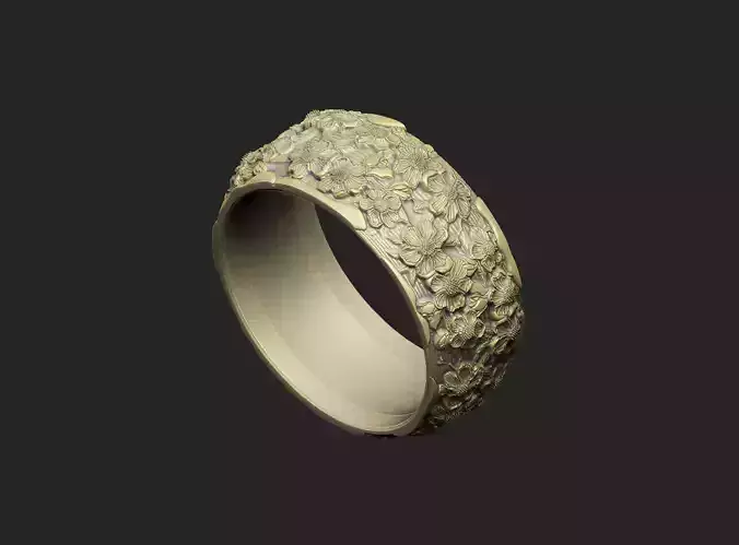 Sakura branches ring design petal luxury royal organic