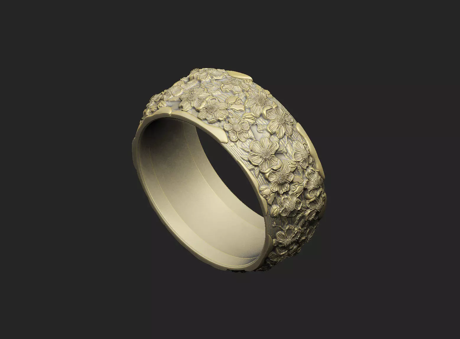 Sakura branches ring design petal luxury royal organic 3D print model