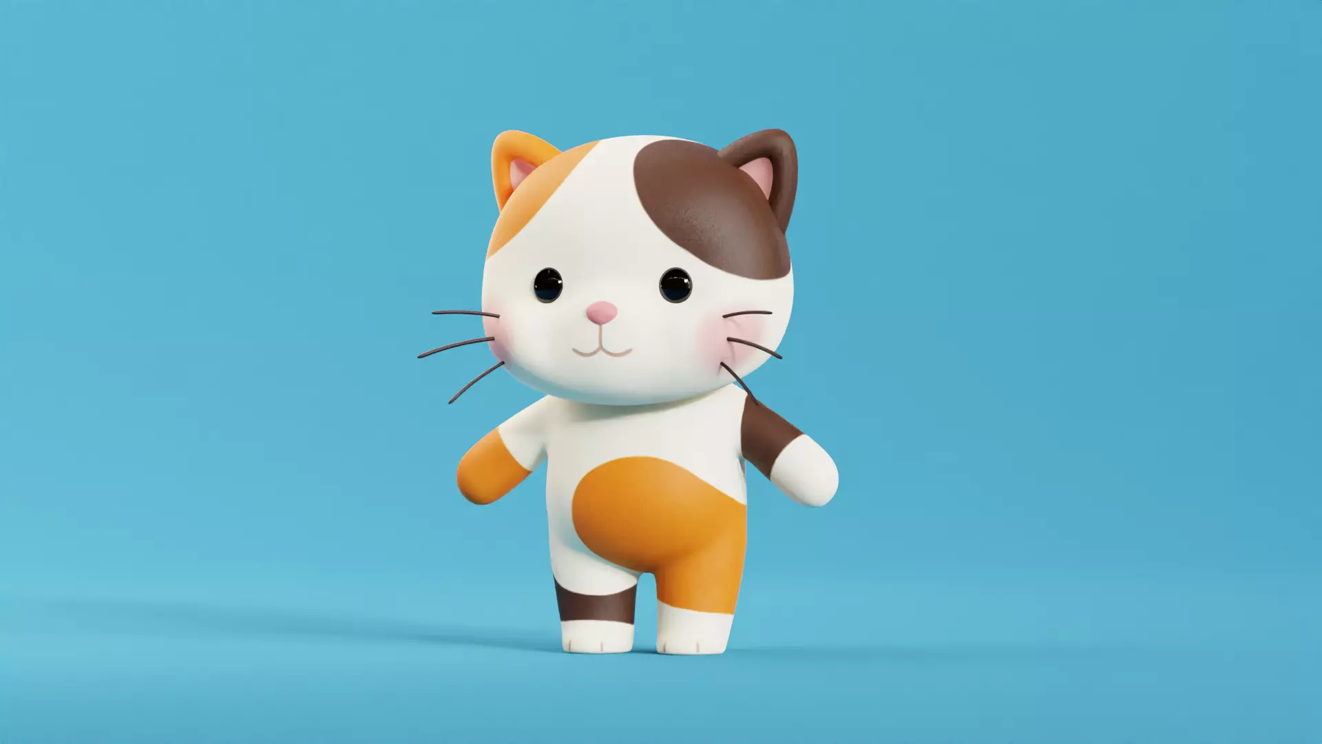 Cartoon Cat Chibi Kawaii Character  Low-poly 3D model_3