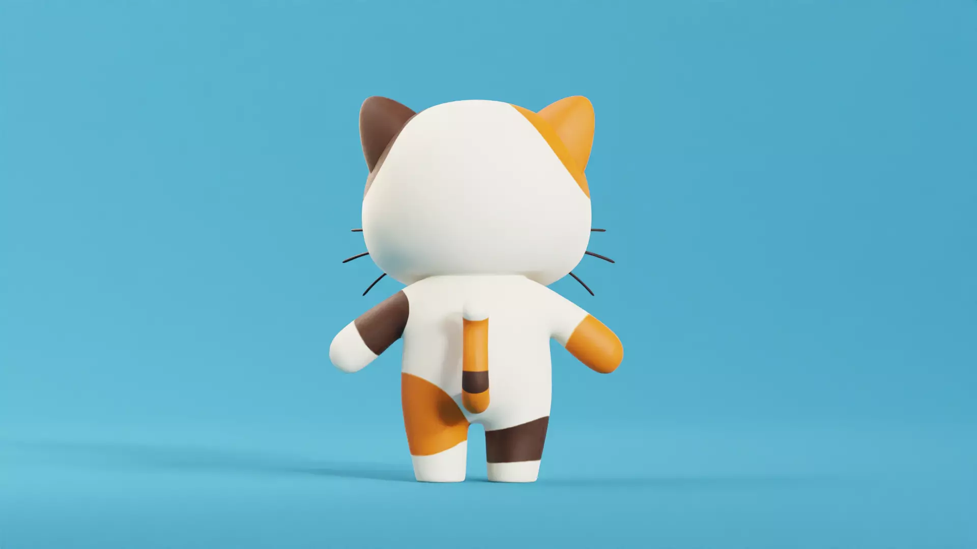 Cartoon Cat Chibi Kawaii Character  Low-poly 3D model_2