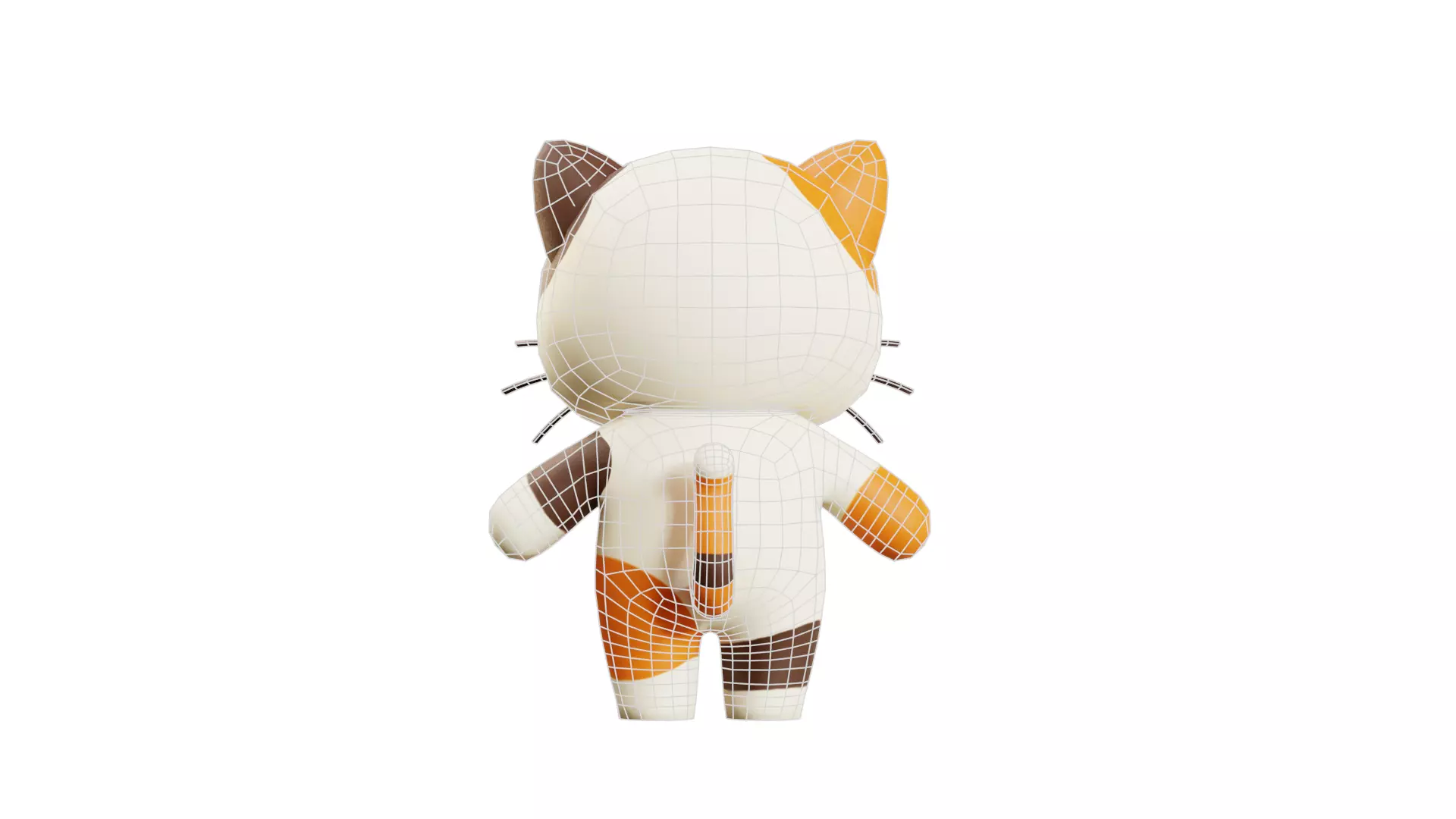 Cartoon Cat Chibi Kawaii Character  Low-poly 3D model_9