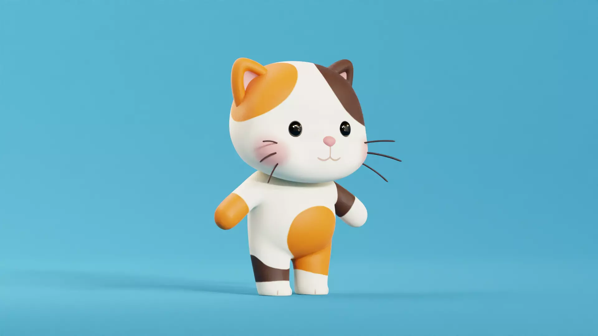 Cartoon Cat Chibi Kawaii Character  Low-poly 3D model_4