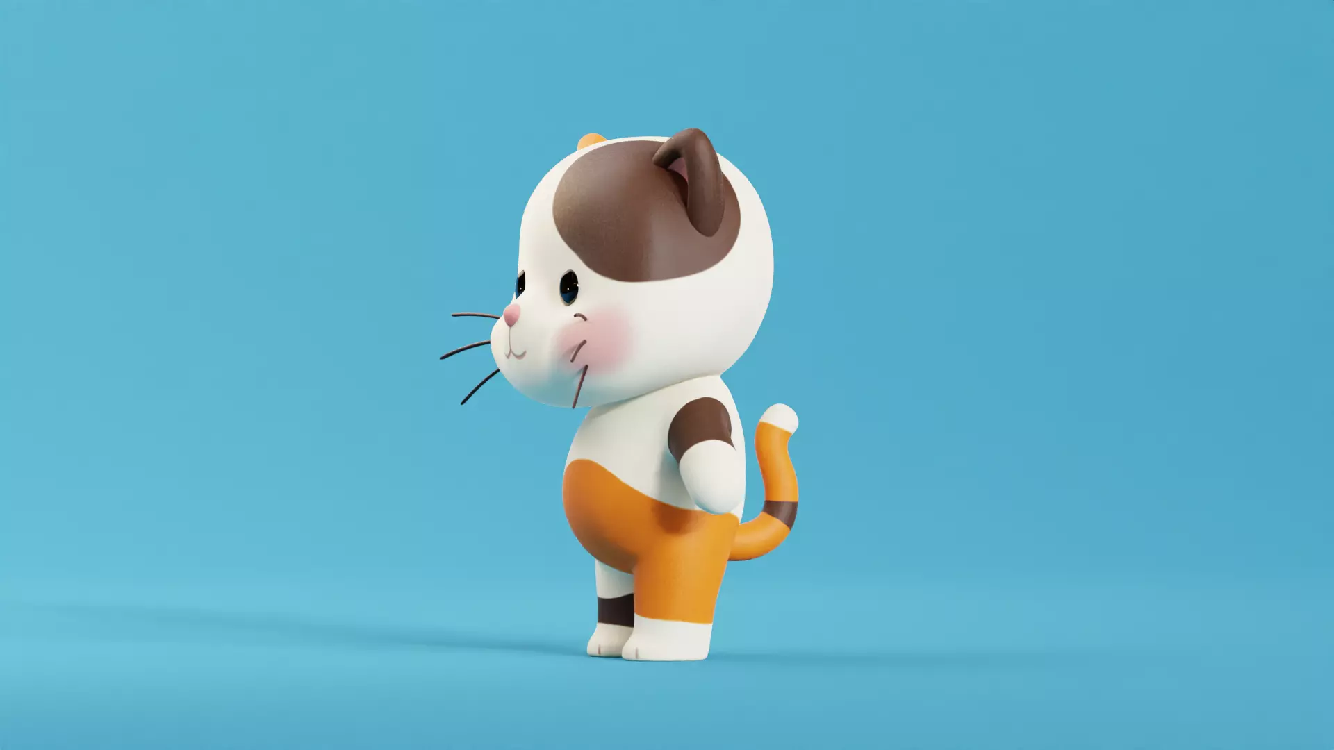Cartoon Cat Chibi Kawaii Character  Low-poly 3D model_5