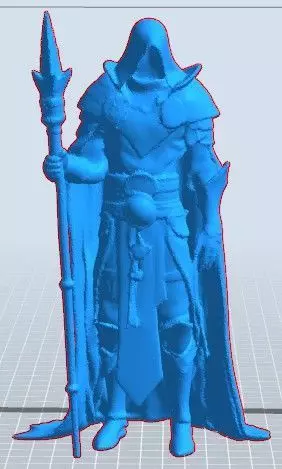 3D Printable Cleric STL 28mm Hooded Priest with Staff 3D print model_4