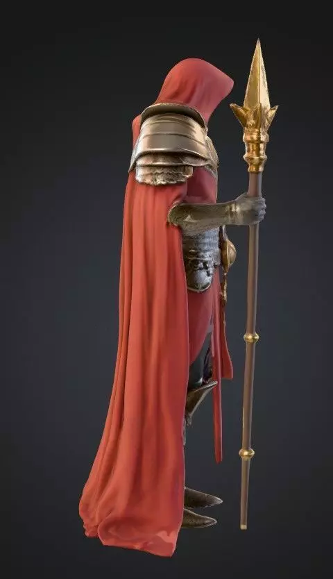 3D Printable Cleric STL 28mm Hooded Priest with Staff 3D print model_3