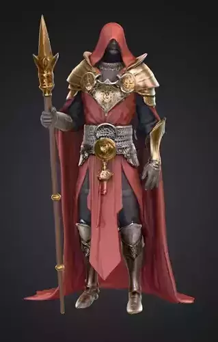 3D Printable Cleric STL 28mm Hooded Priest with Staff