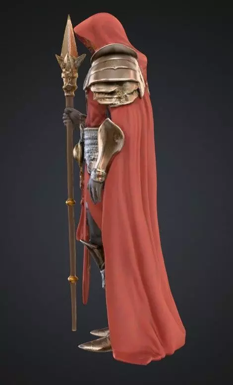 3D Printable Cleric STL 28mm Hooded Priest with Staff 3D print model_1