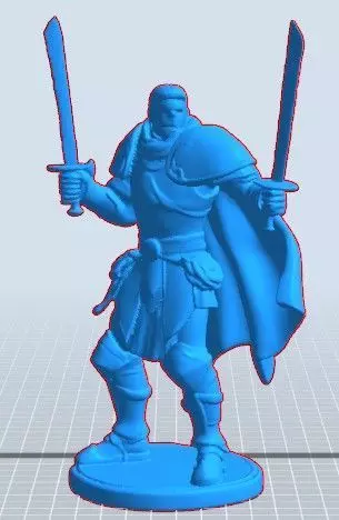 Dual Wield Warrior Miniature STL - 28mm Fantasy Hero 3D print model_4