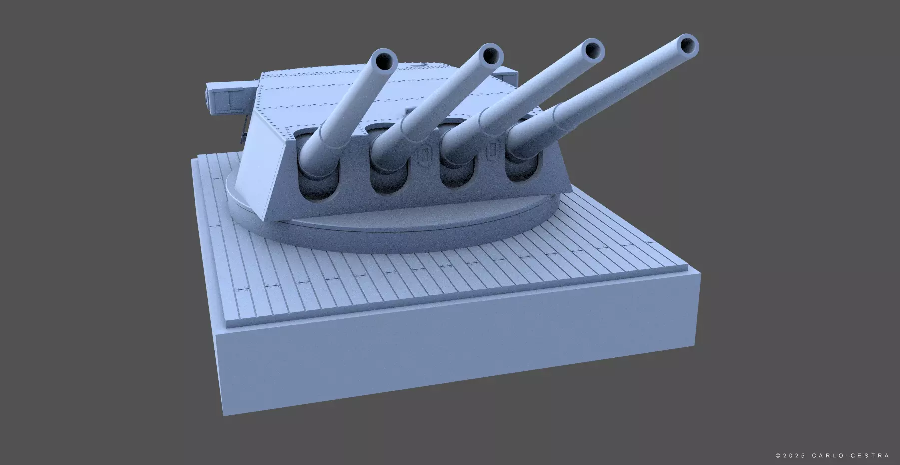 360mm Mark III quadruple turret - Personal license - 1-72 scale 3D print model_6