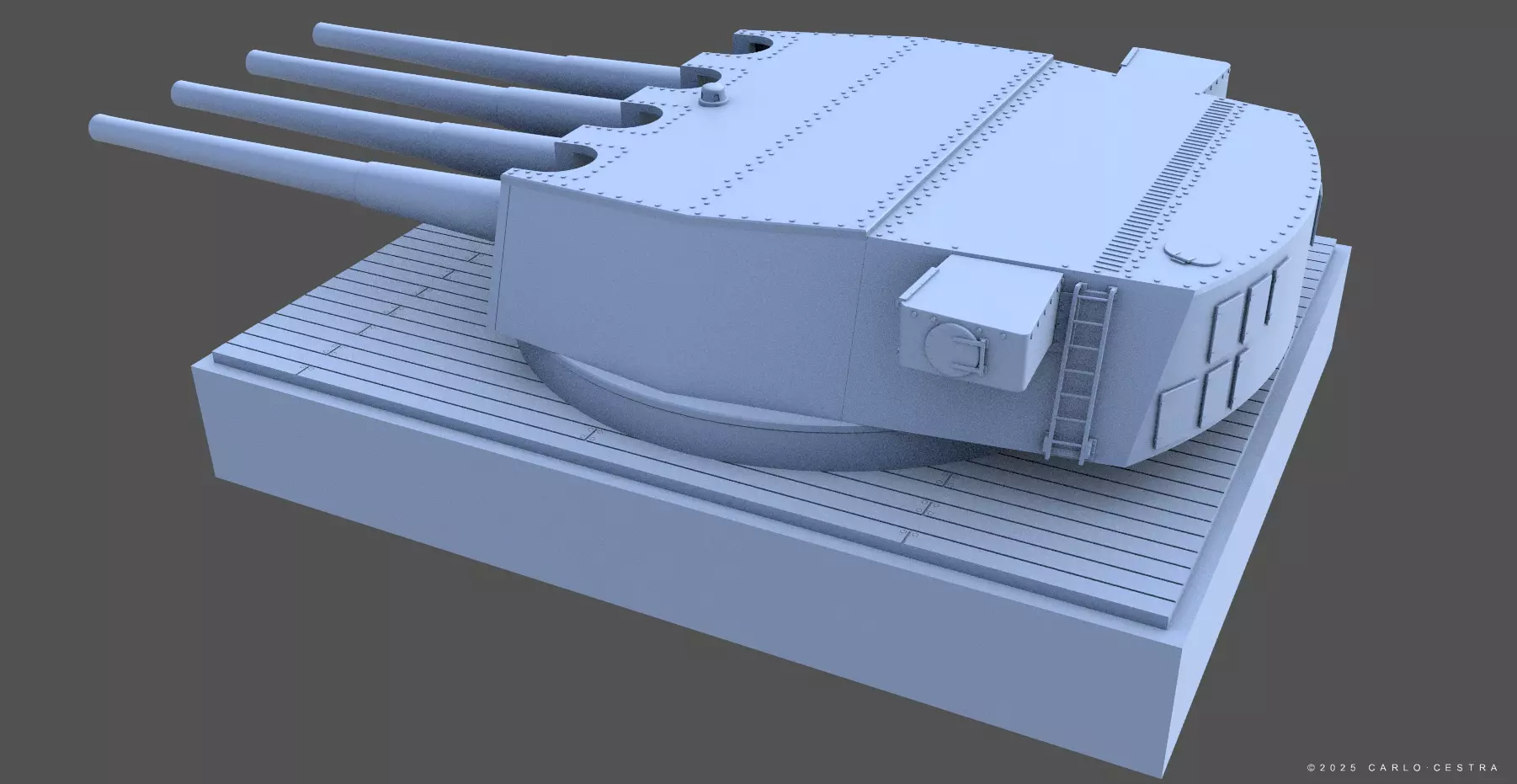 360mm Mark III quadruple turret - Personal license - 1-72 scale 3D print model_3