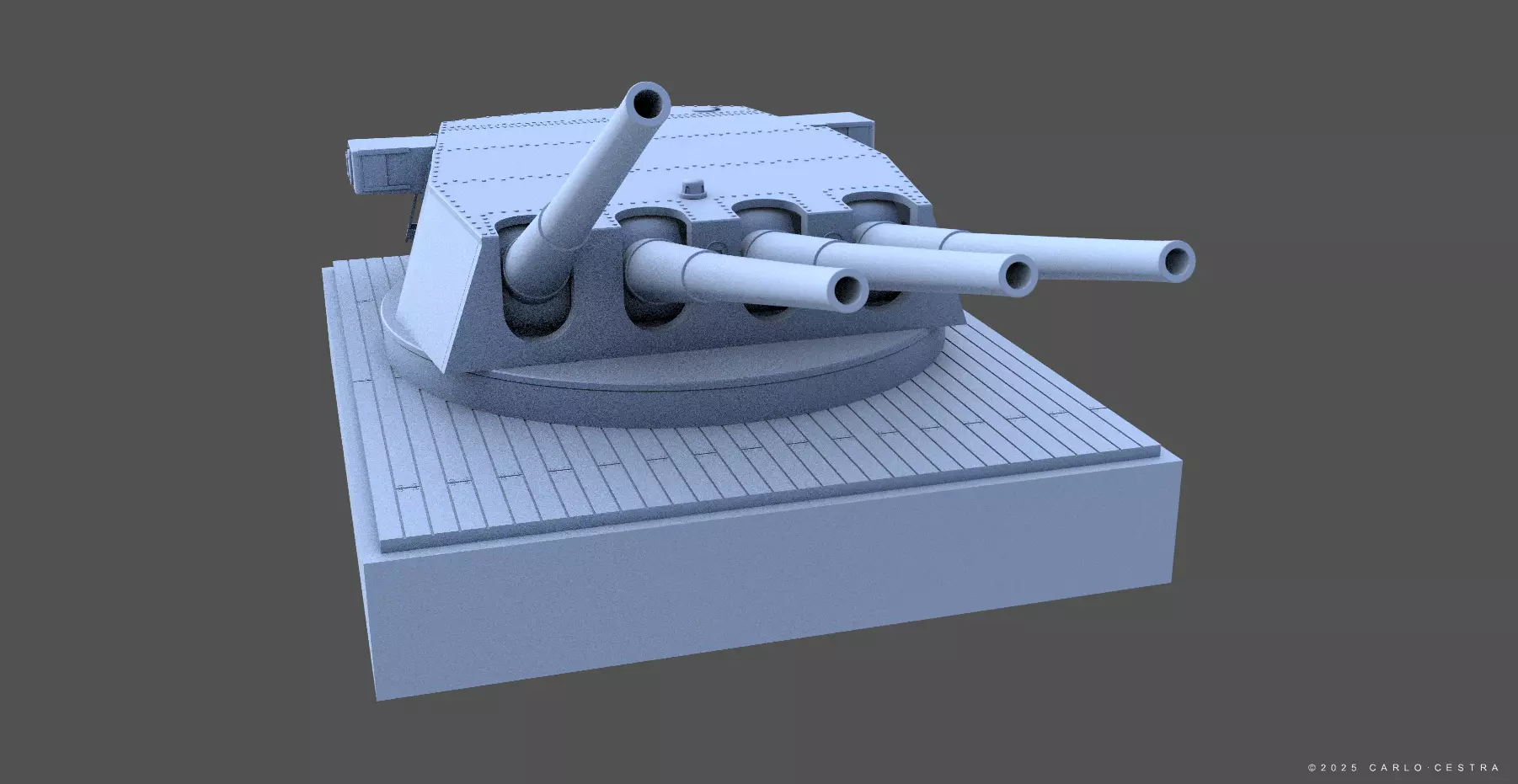 360mm Mark III quadruple turret - Personal license - 1-72 scale 3D print model_7