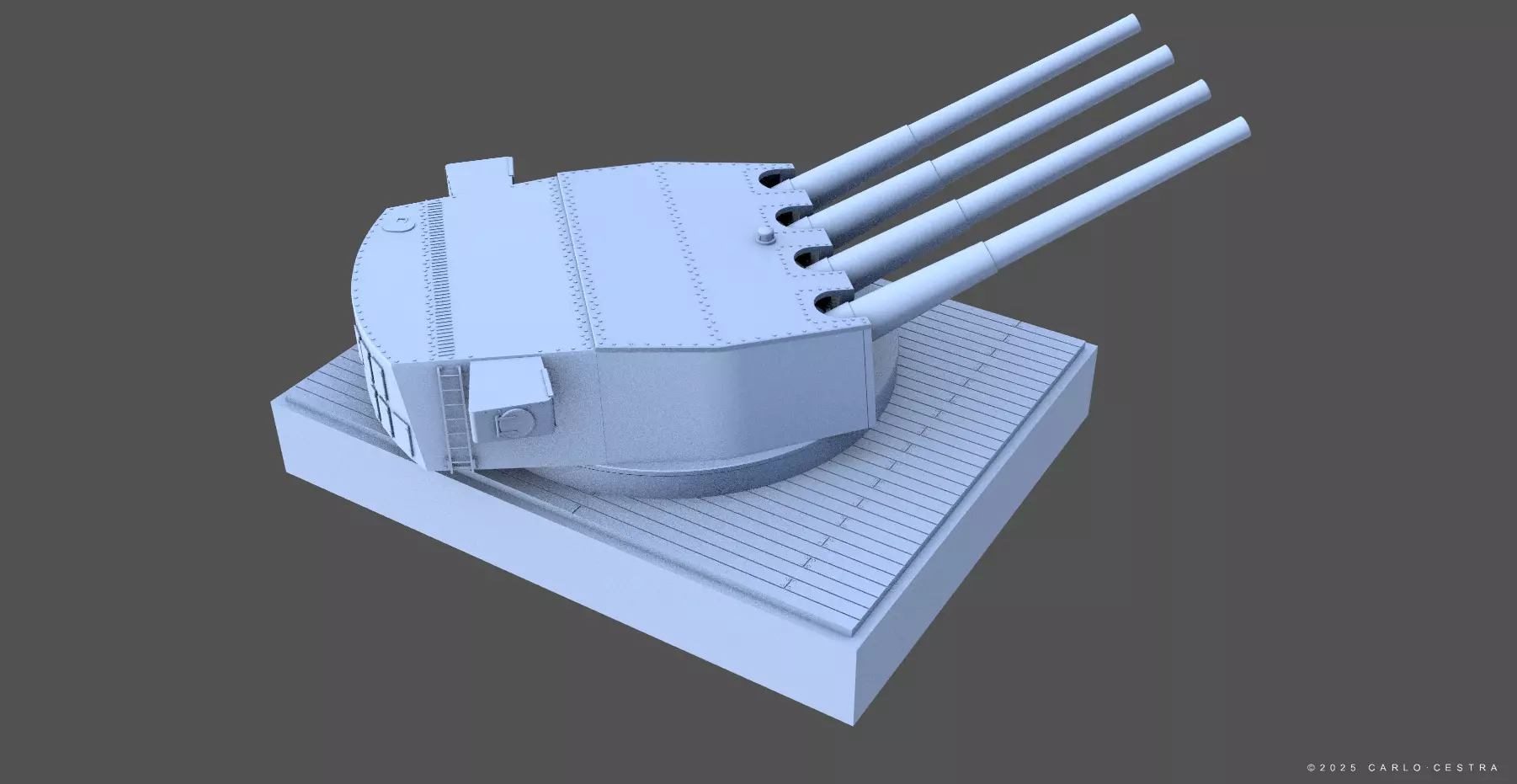 360mm Mark III quadruple turret - Personal license - 1-72 scale 3D print model_10