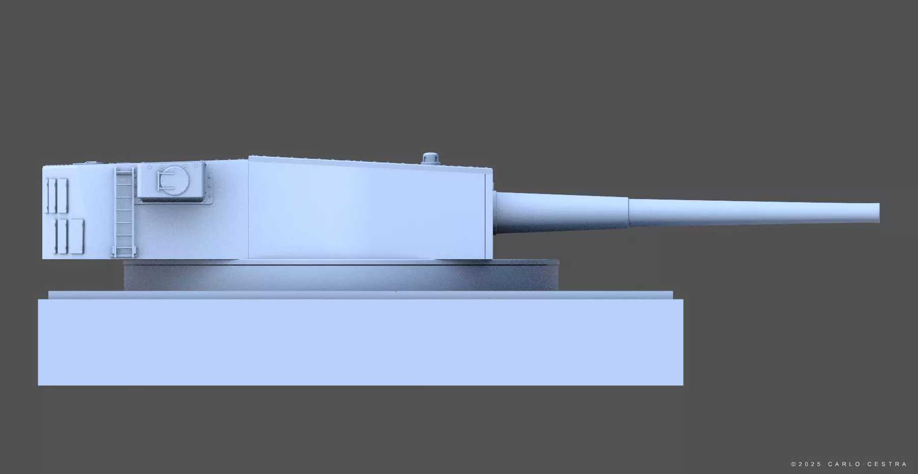 360mm Mark III quadruple turret - Personal license - 1-72 scale 3D print model_12