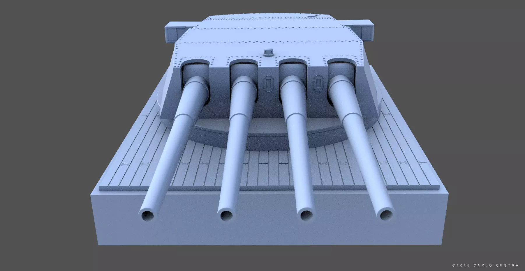 360mm Mark III quadruple turret - Personal license - 1-72 scale 3D print model_5
