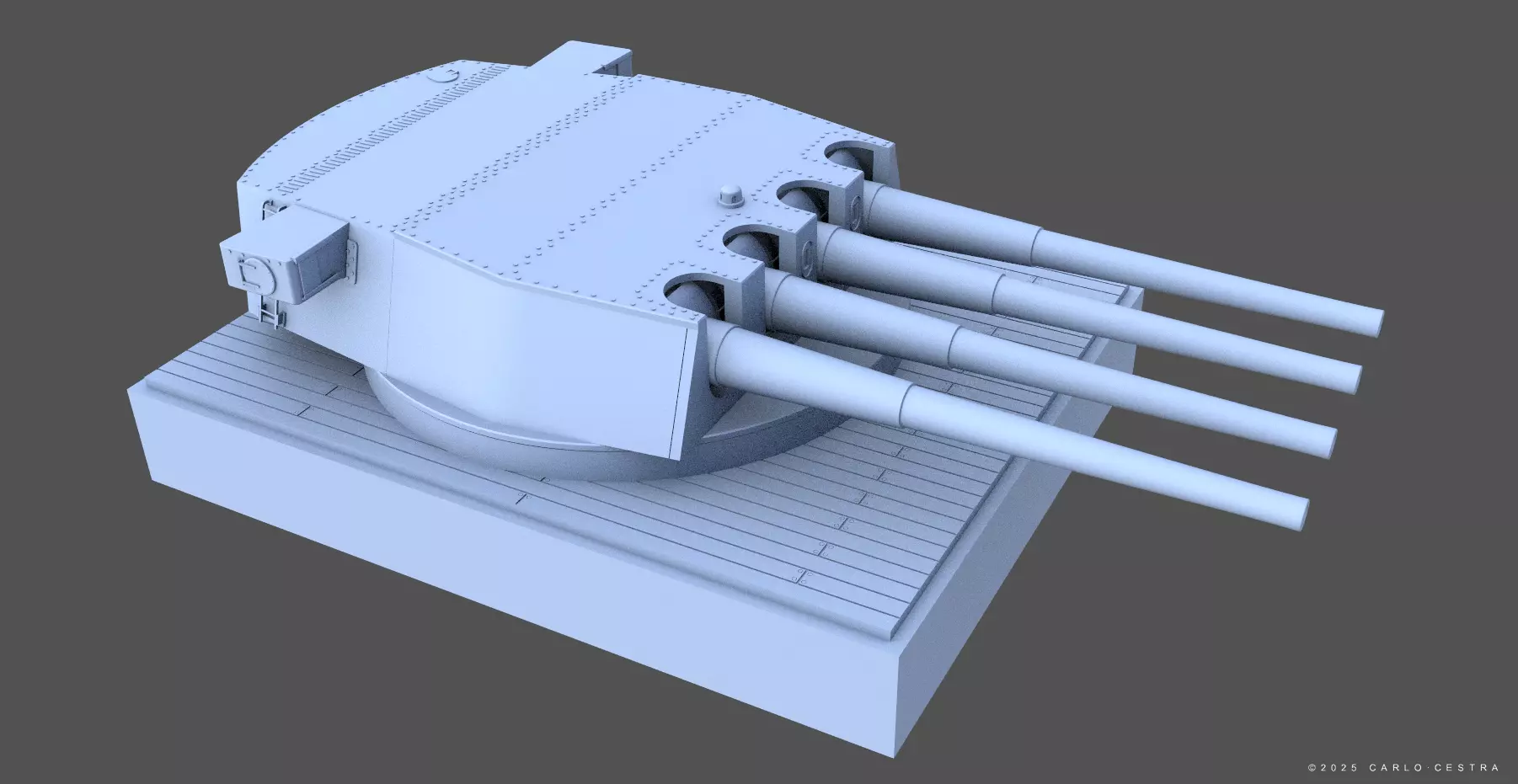 360mm Mark III quadruple turret - Personal license - 1-72 scale 3D print model_0