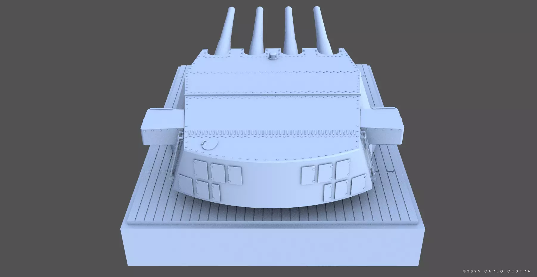 360mm Mark III quadruple turret - Personal license - 1-72 scale 3D print model_2
