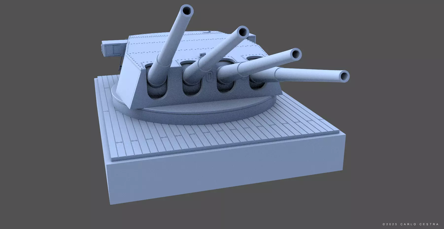 360mm Mark III quadruple turret - Personal license - 1-72 scale 3D print model_8