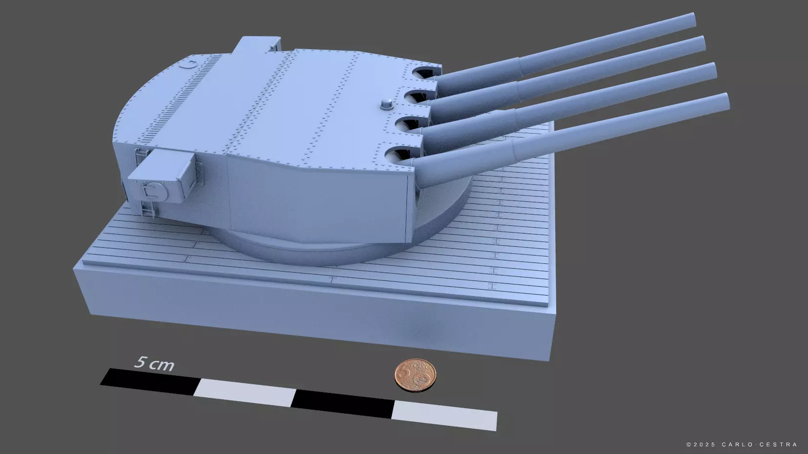 360mm Mark III quadruple turret - Personal license - 1-72 scale 3D print model_20