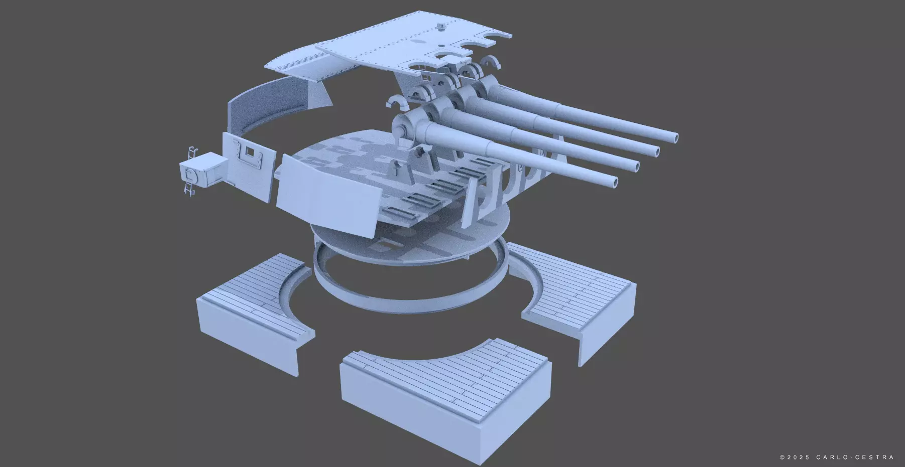 360mm Mark III quadruple turret - Personal license - 1-72 scale 3D print model_17