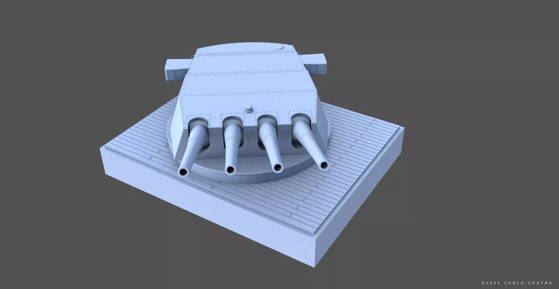 360mm Mark III quadruple turret - Personal license - 1-72 scale 3D print model_11