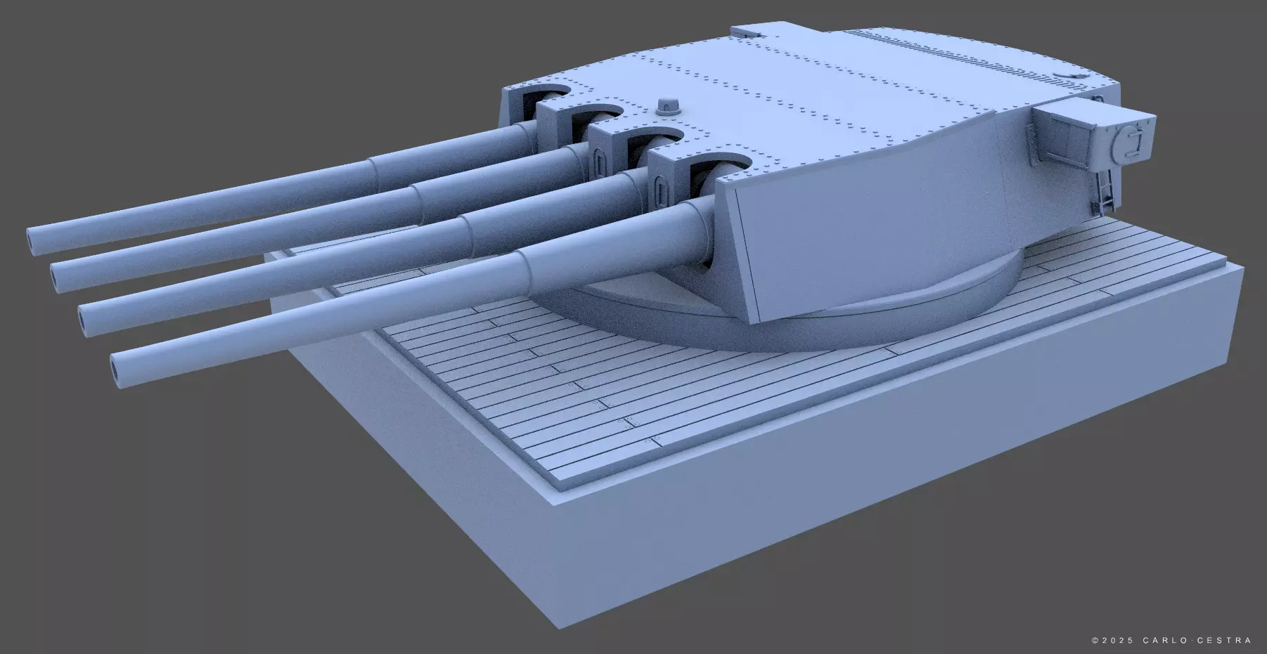 360mm Mark III quadruple turret - Personal license - 1-72 scale 3D print model_4