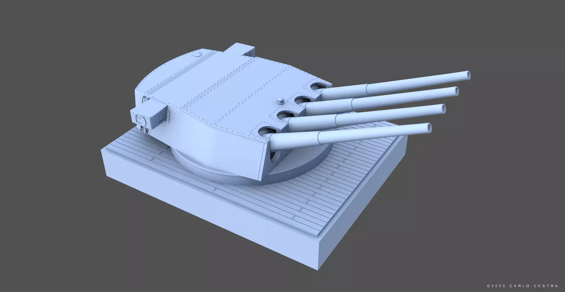 360mm Mark III quadruple turret - Personal license - 1-72 scale 3D print model_9