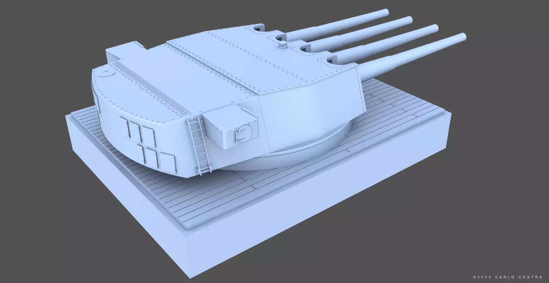 360mm Mark III quadruple turret - Personal license - 1-72 scale 3D print model_1