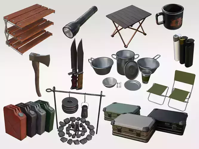 Camping Pack 3D Model Collection