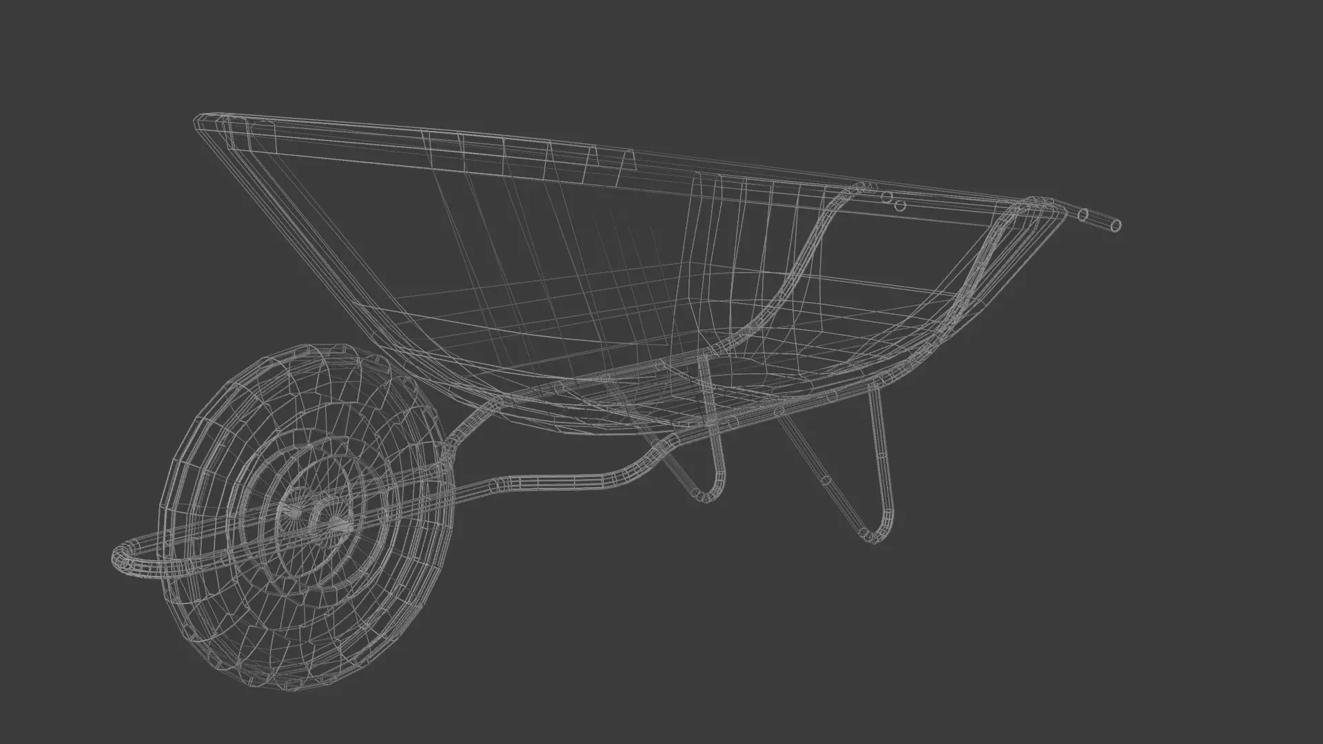 Industrial Wheelbarrow Low-poly 3D model_6