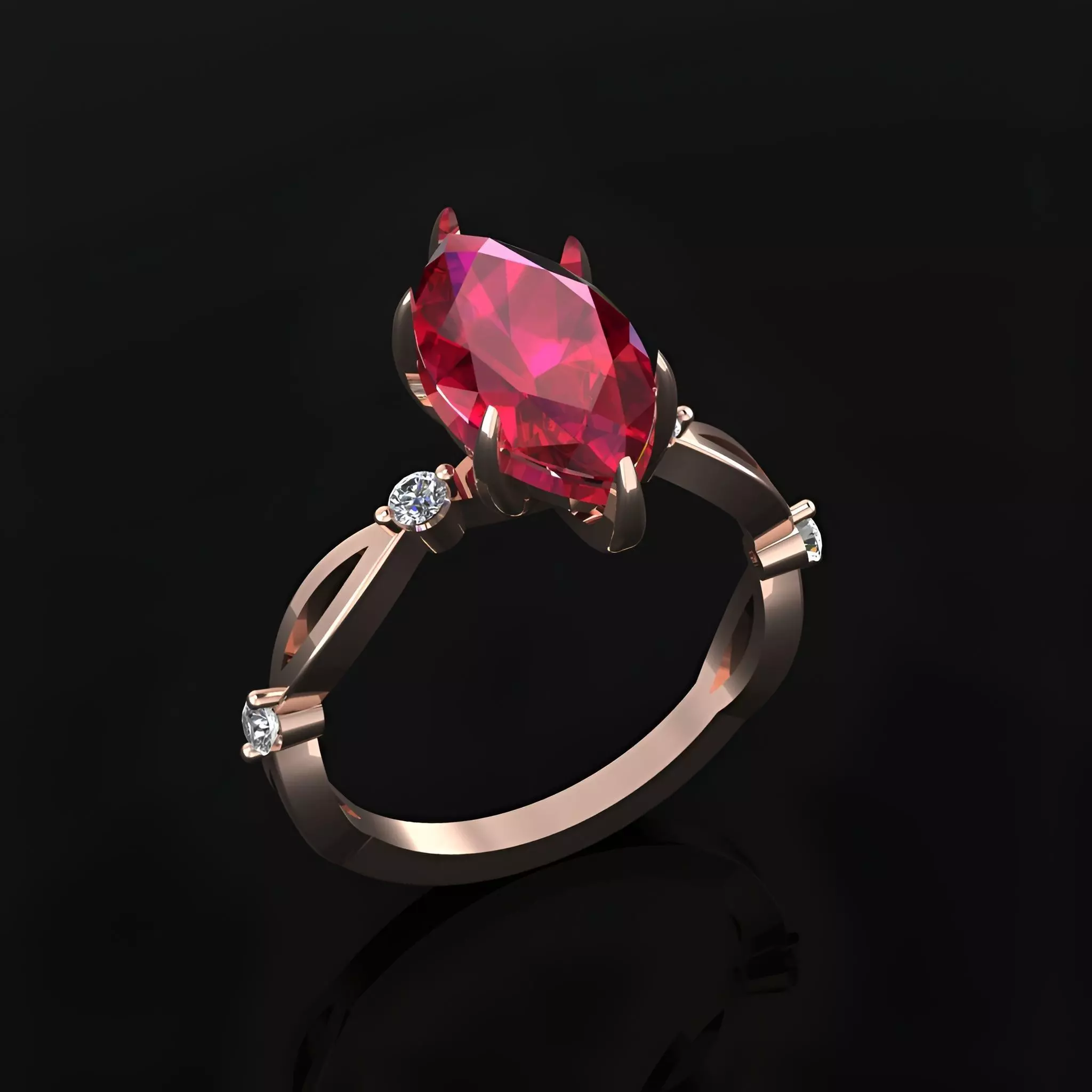 Marquise Ring 3D print model_3