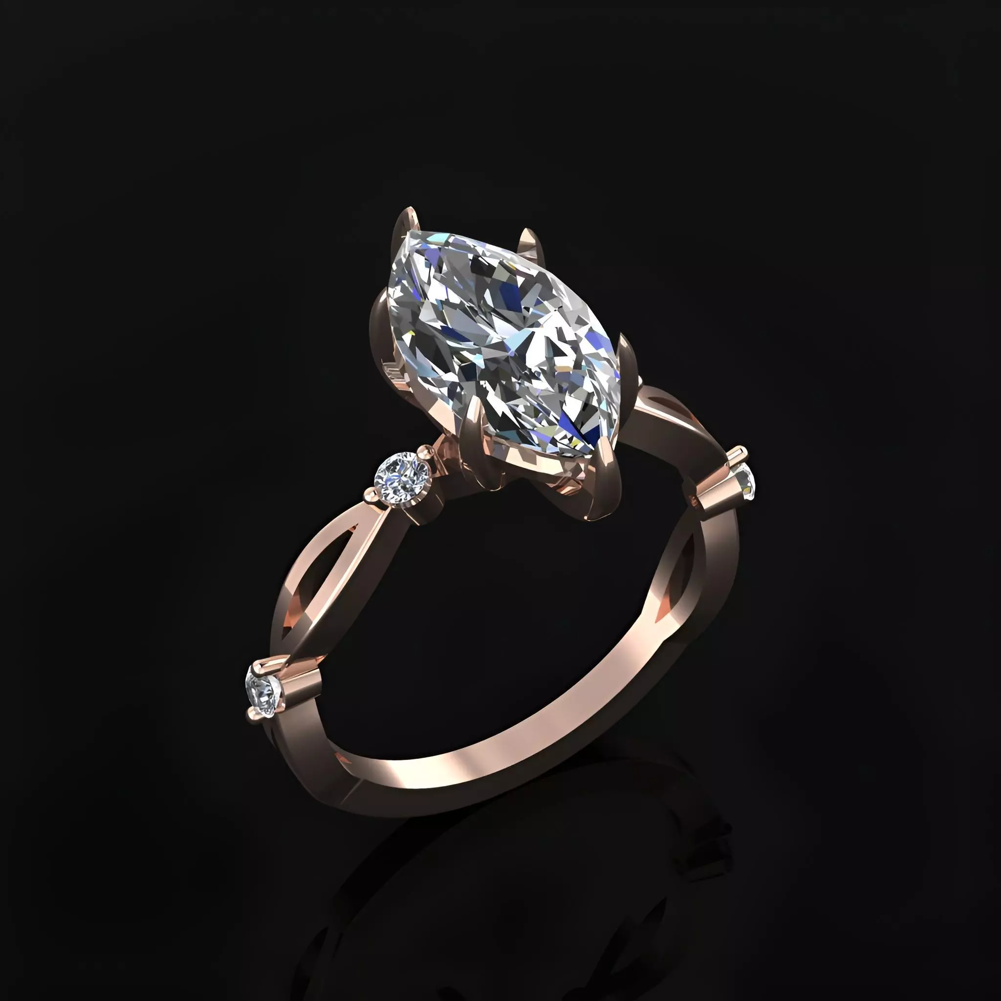 Marquise Ring 3D print model_2