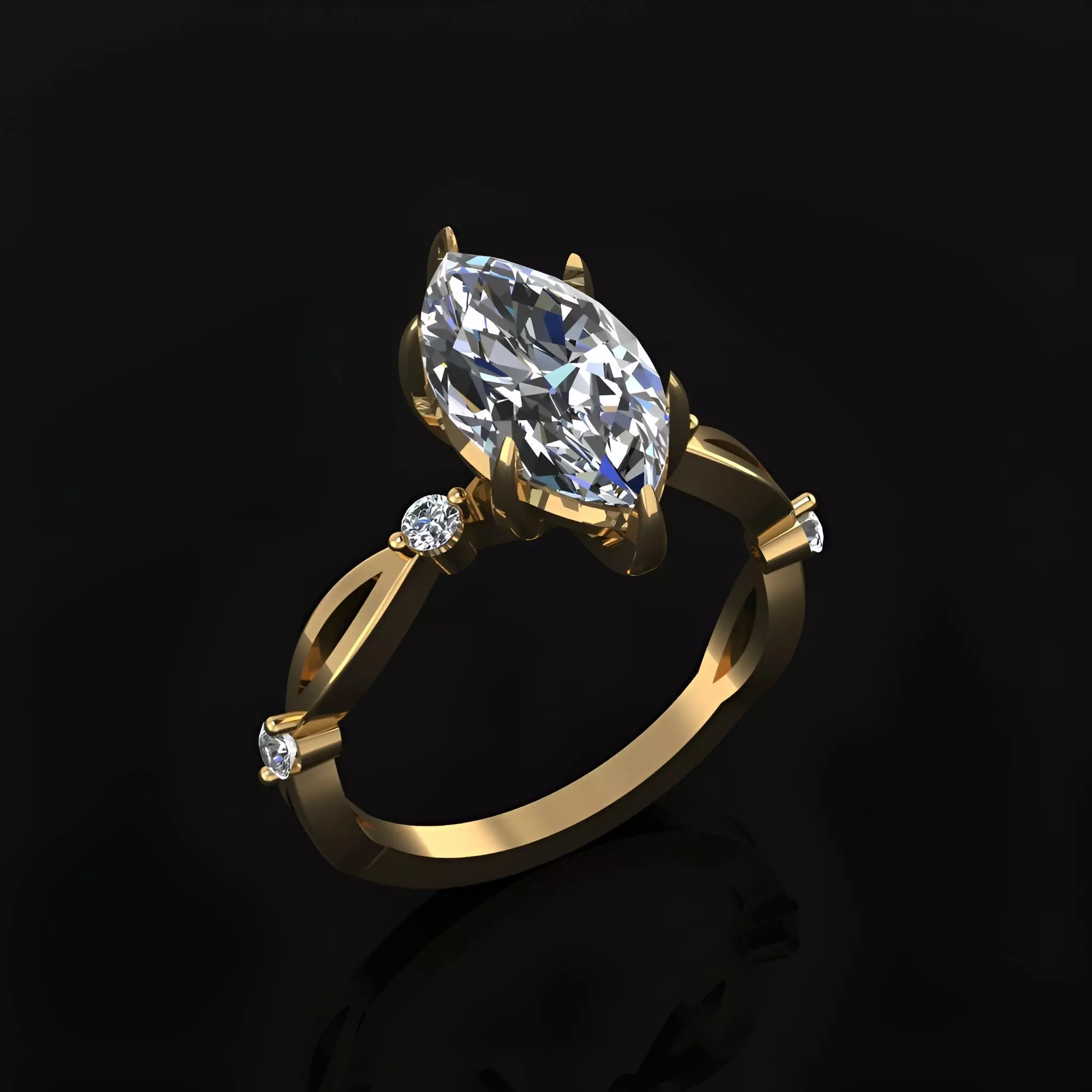 Marquise Ring 3D print model_0