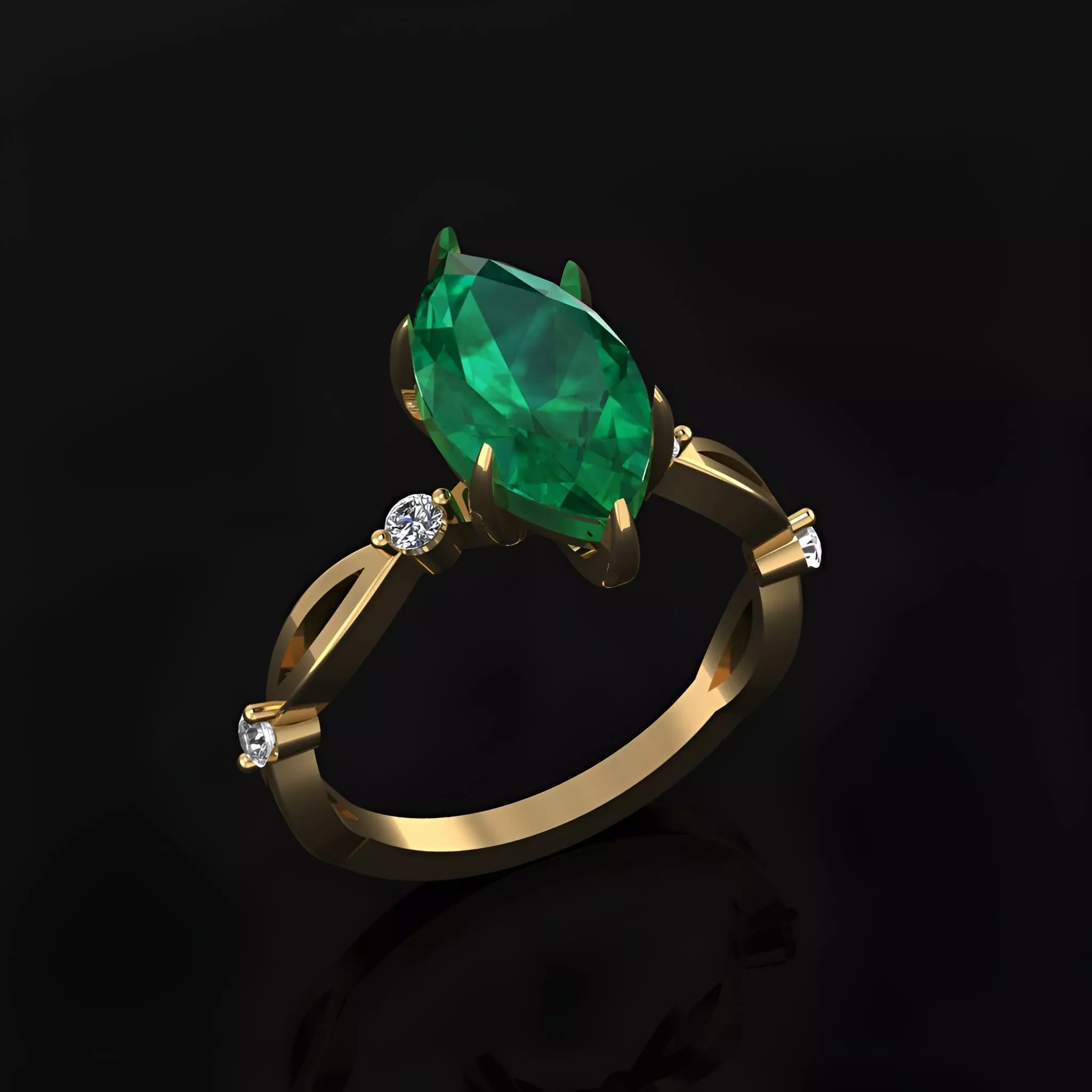 Marquise Ring 3D print model_5