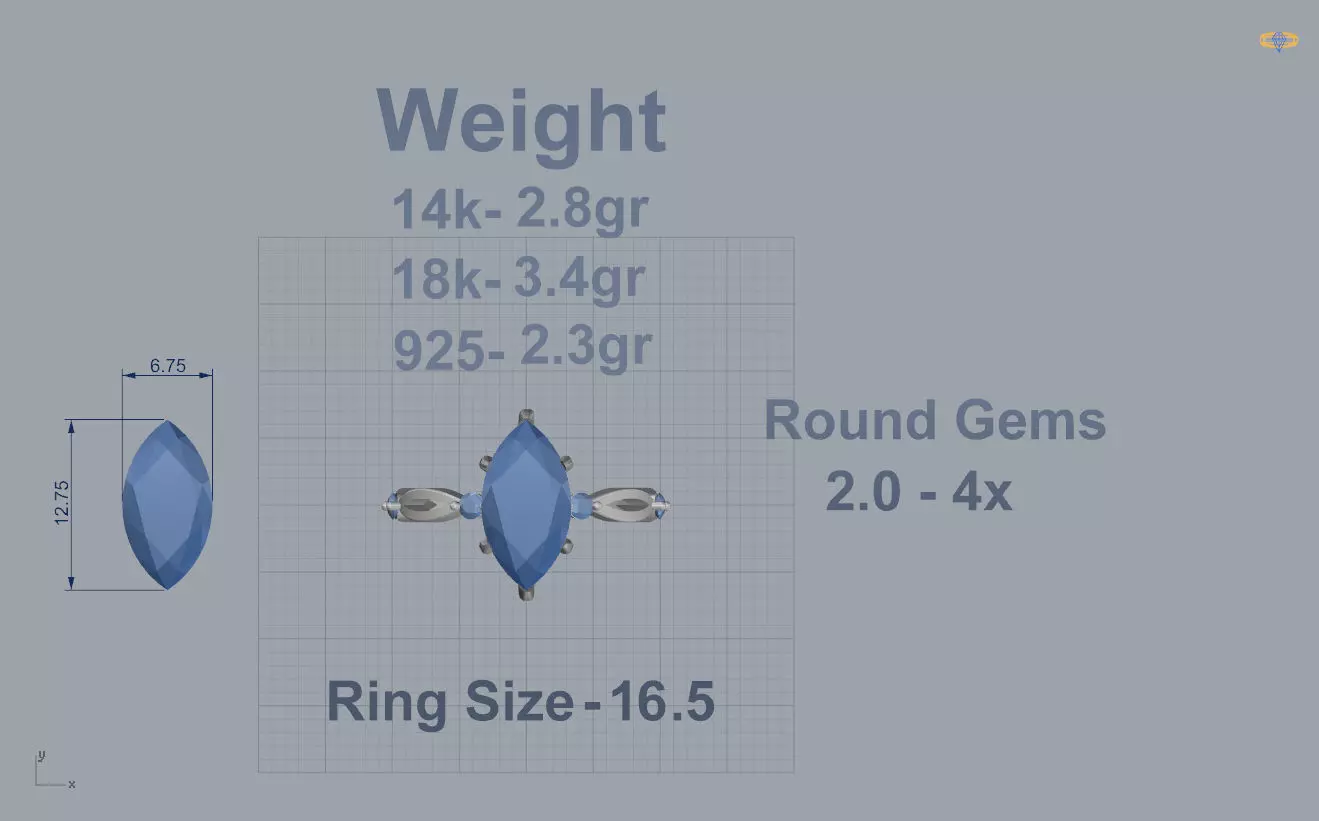 Marquise Ring 3D print model_6