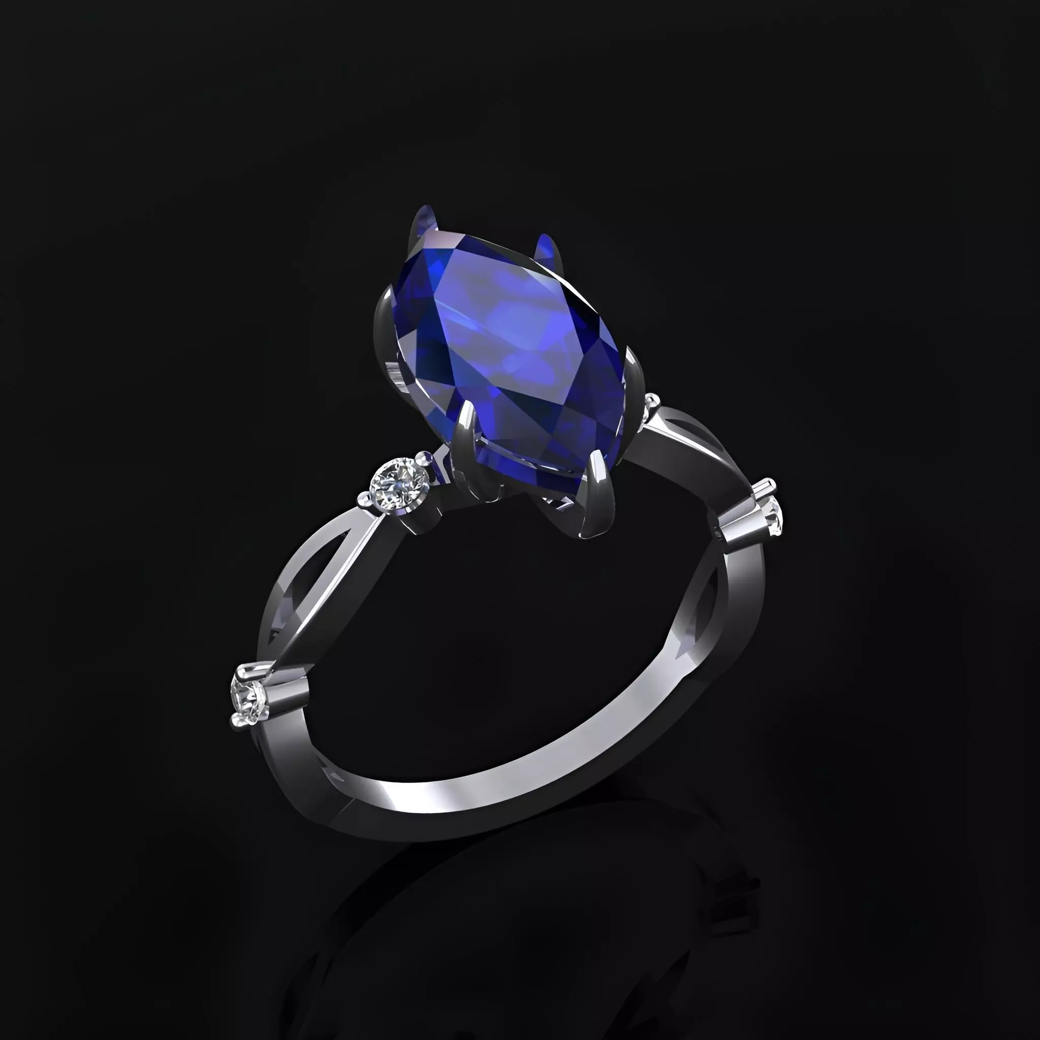 Marquise Ring 3D print model_4