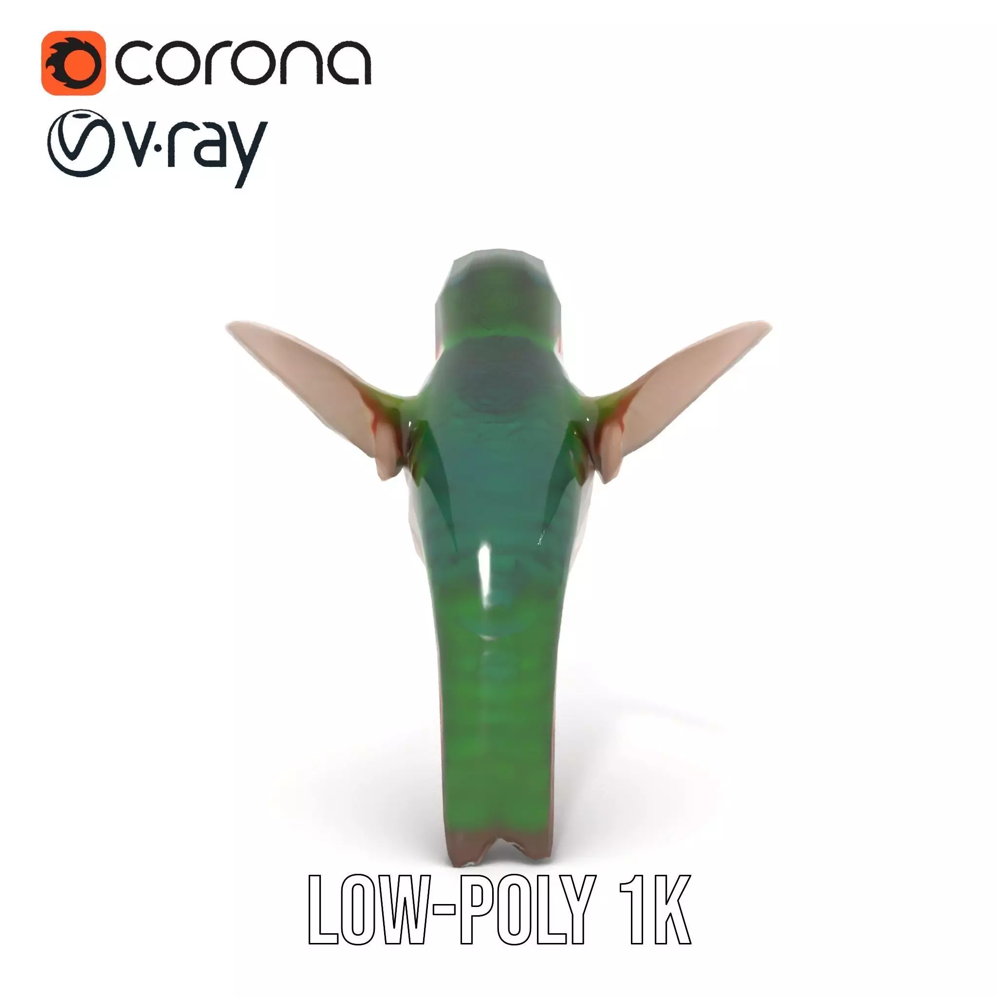 Emerald Hummingbird model pack Low-poly 3D model_16