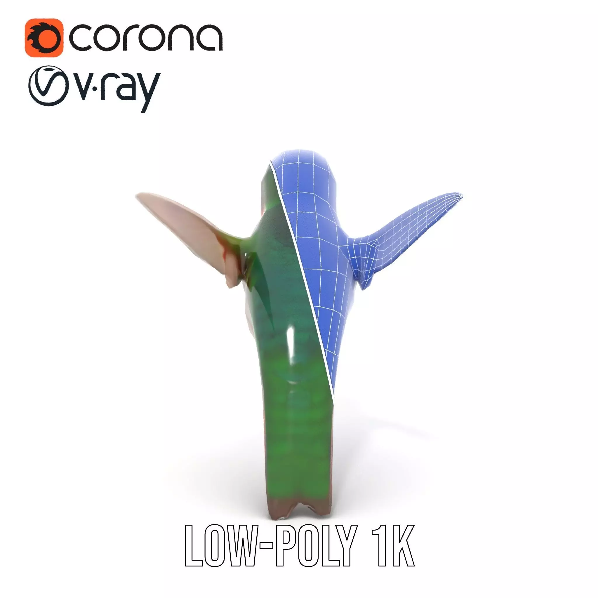 Emerald Hummingbird model pack Low-poly 3D model_28