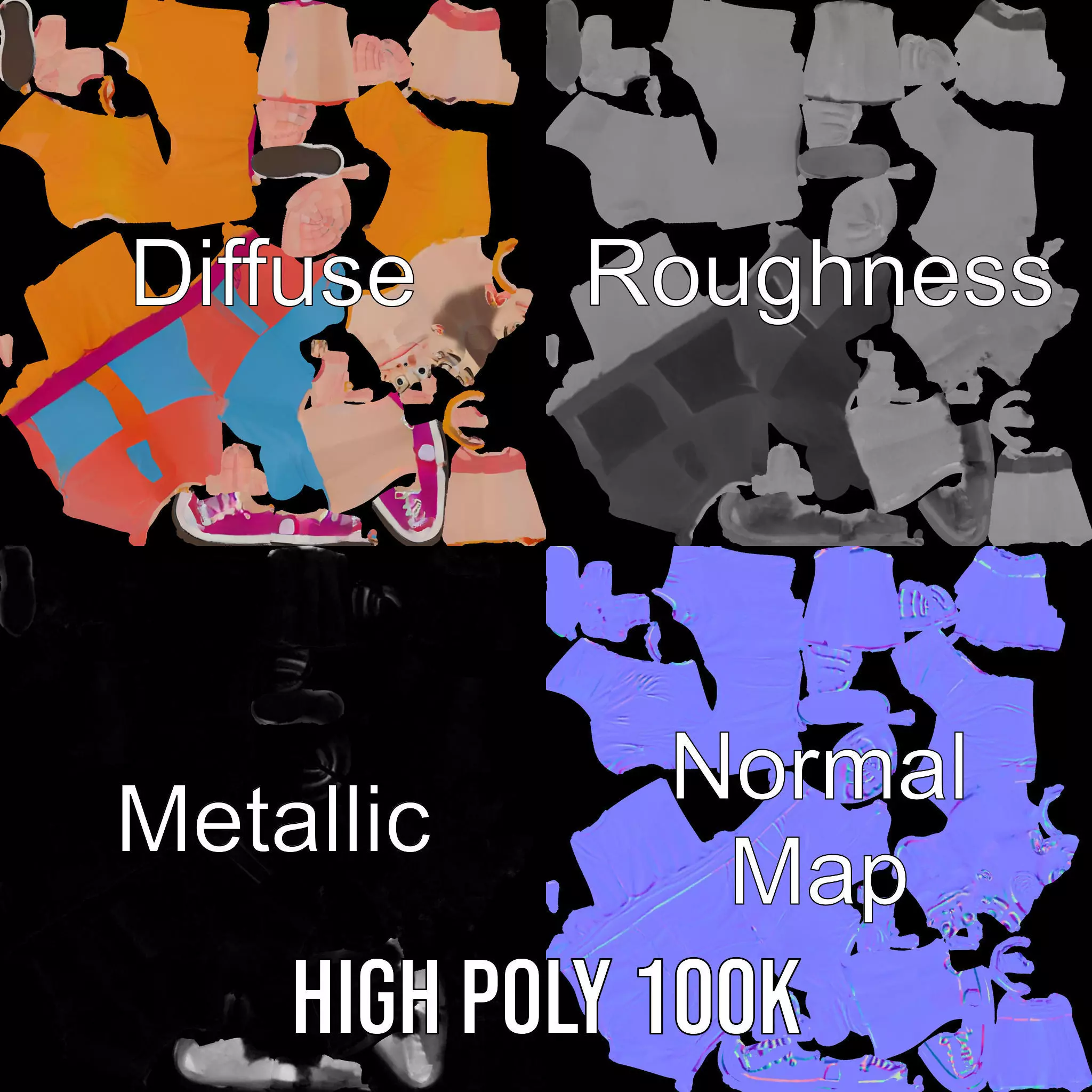 Colorful Casual Character model pack Low-poly 3D model_3