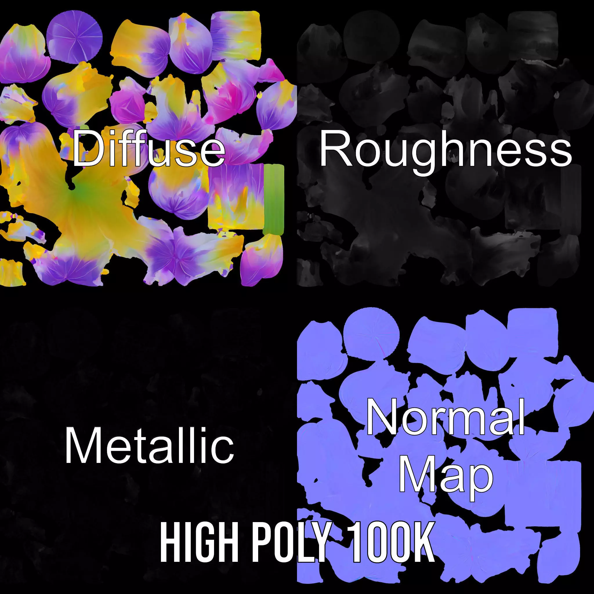 Radiant Orchid Bloom model pack Low-poly 3D model_3