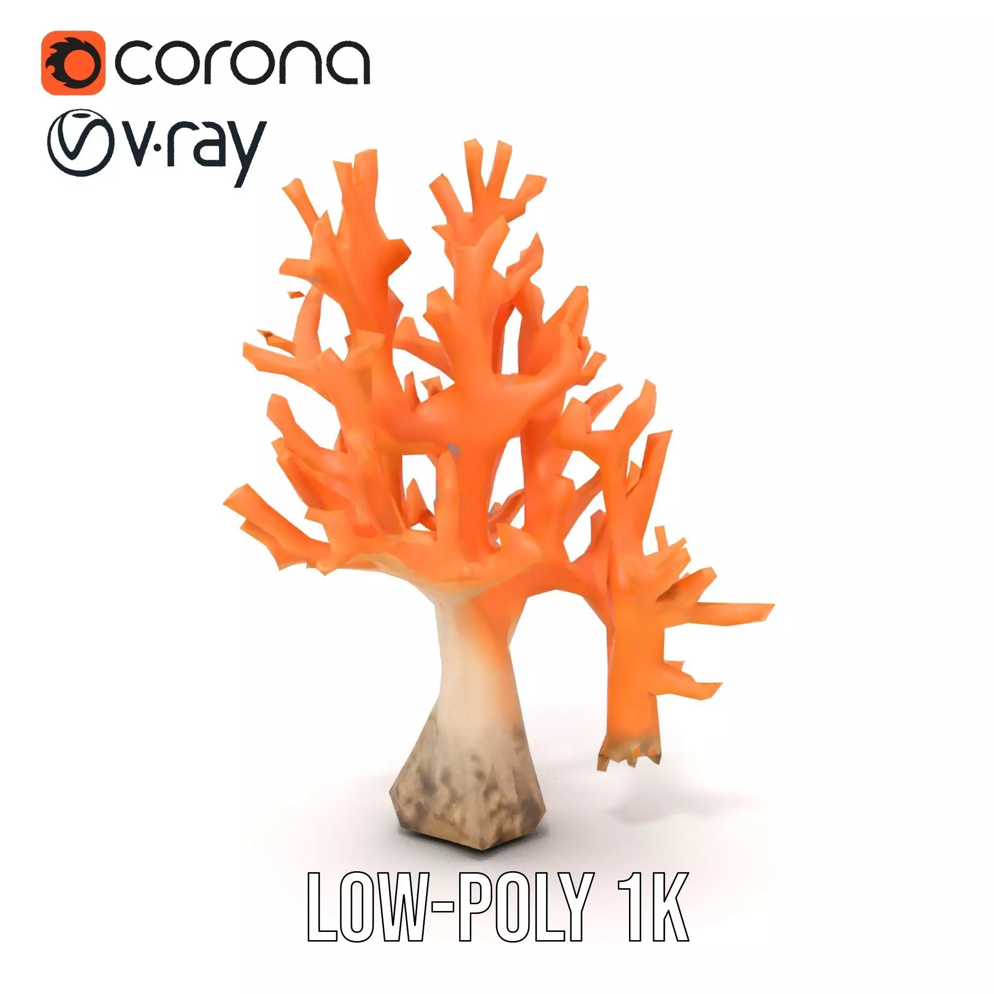Orange Coral Sculpture model pack Low-poly 3D model_12