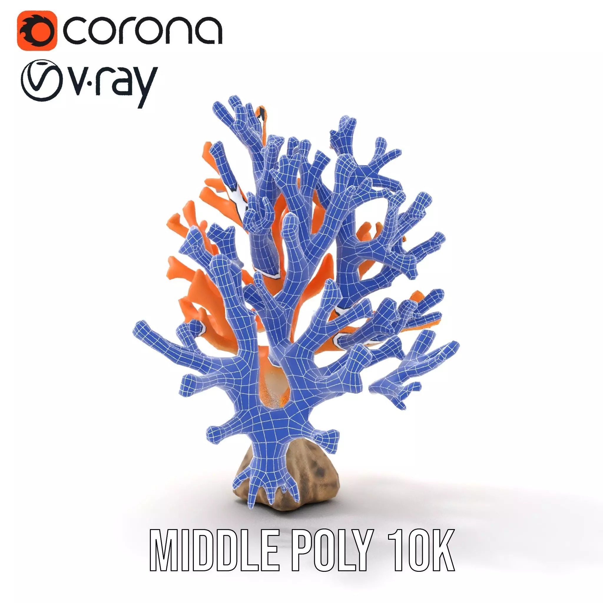 Orange Coral Sculpture model pack Low-poly 3D model_24