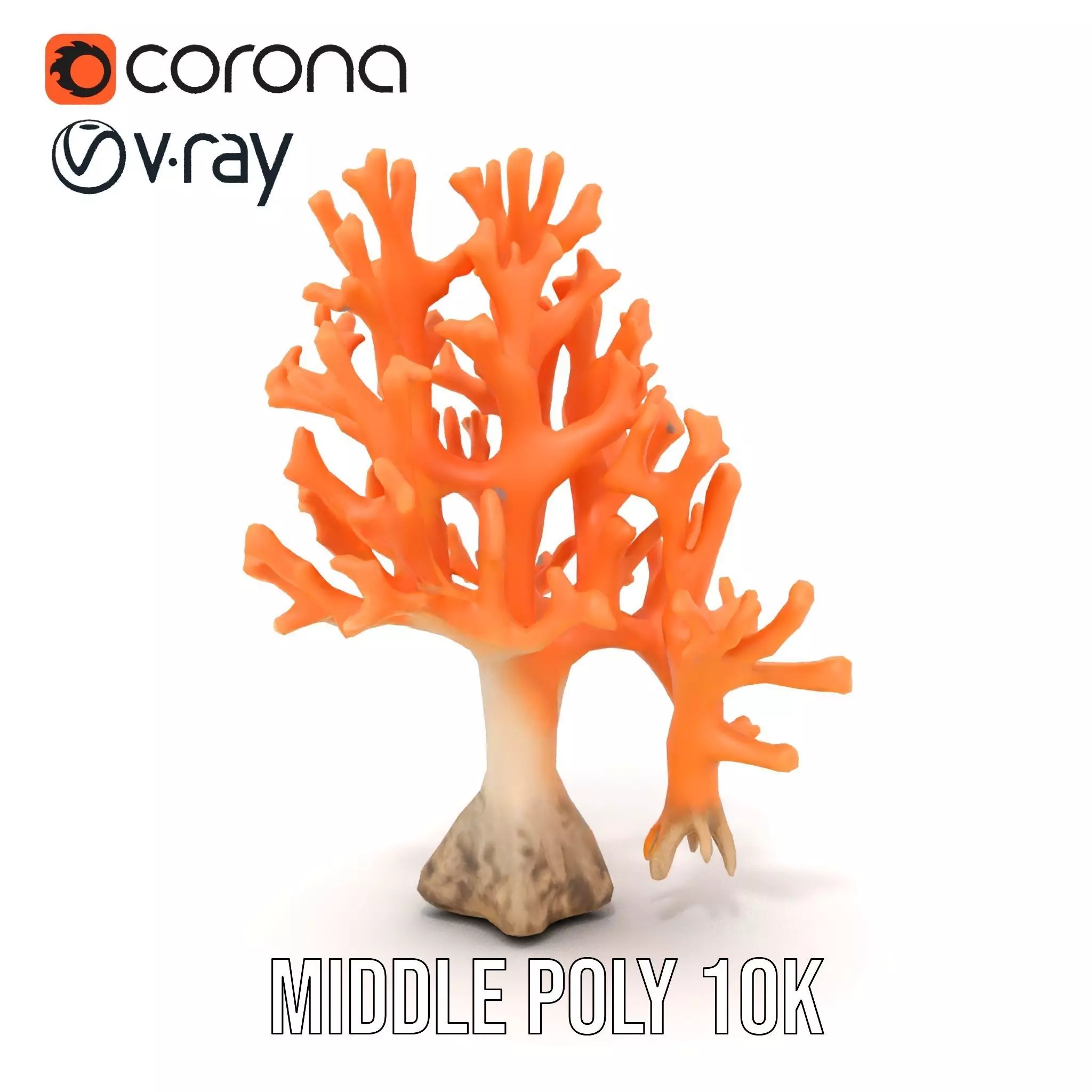 Orange Coral Sculpture model pack Low-poly 3D model_13