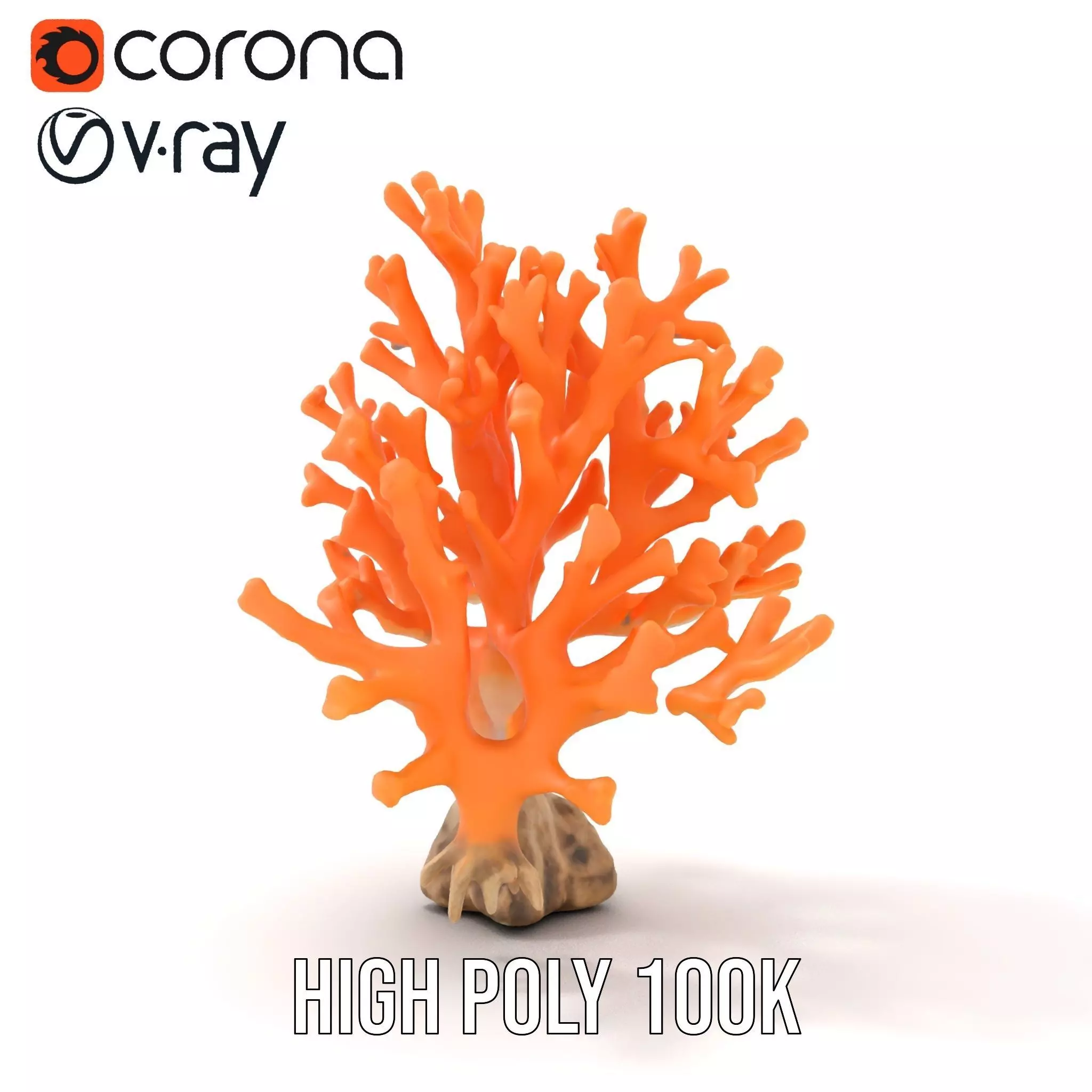 Orange Coral Sculpture model pack Low-poly 3D model_20