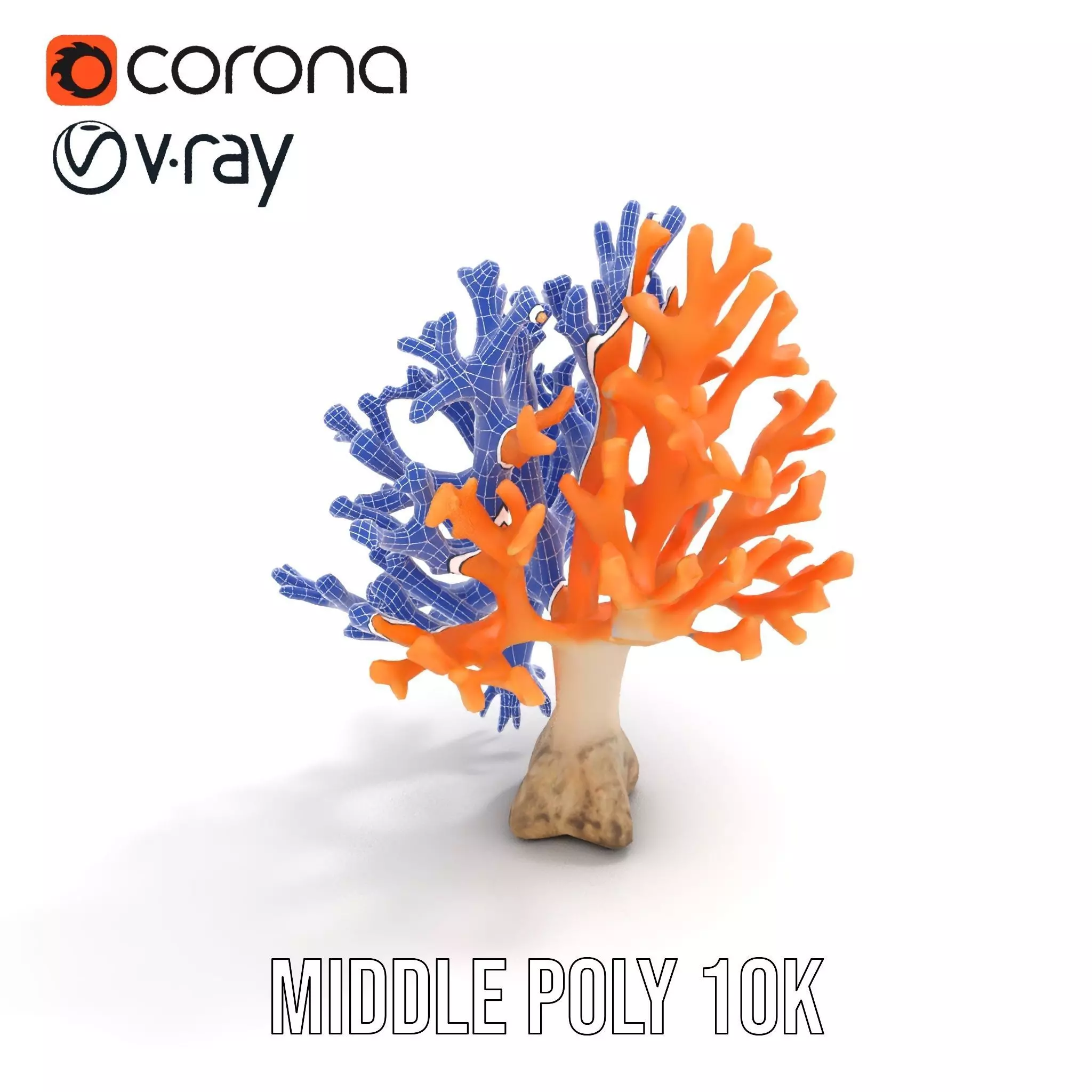 Orange Coral Sculpture model pack Low-poly 3D model_18
