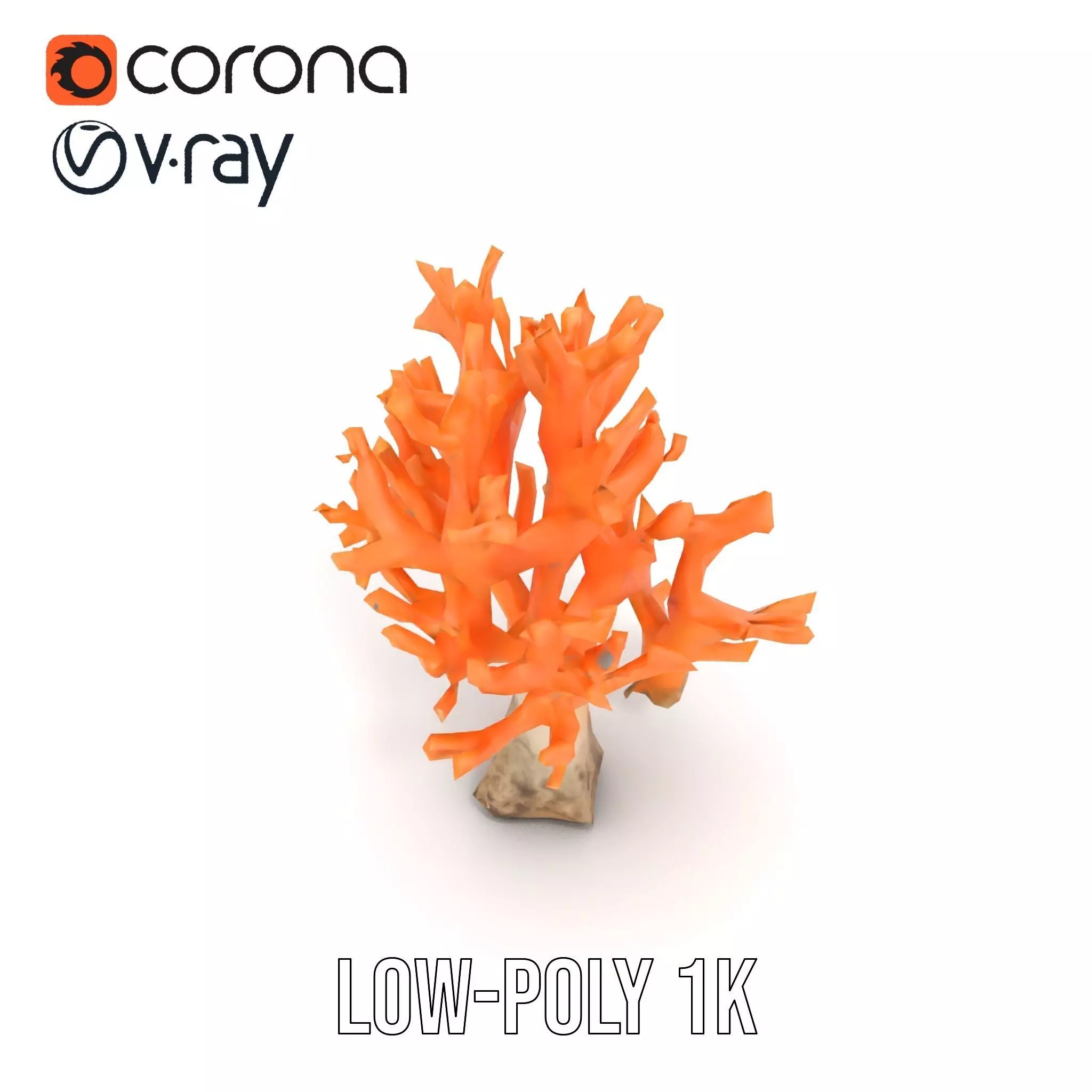 Orange Coral Sculpture model pack Low-poly 3D model_16