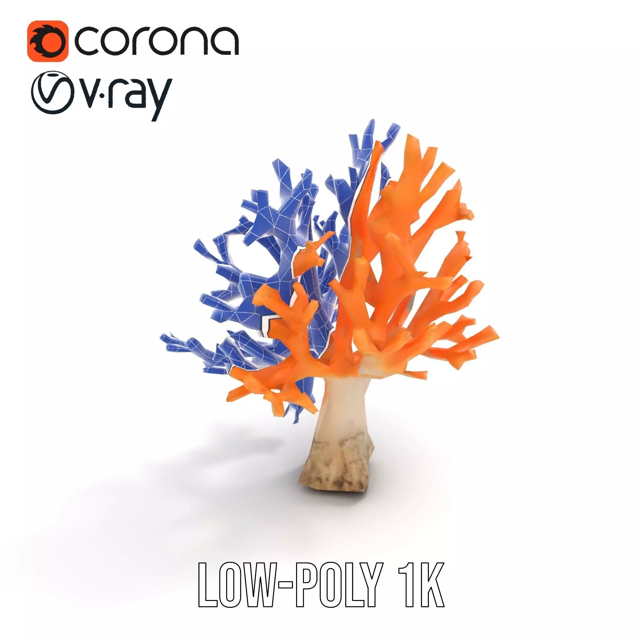 Orange Coral Sculpture model pack Low-poly 3D model_25