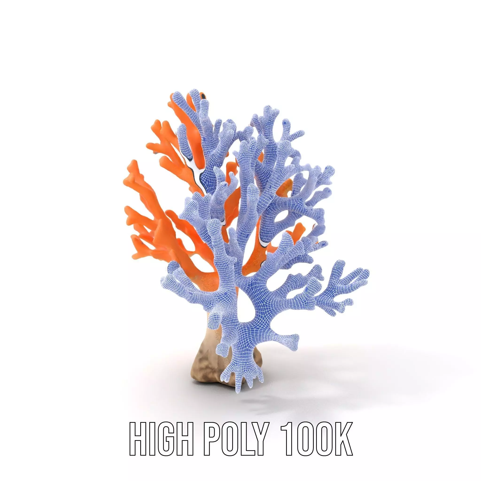 Orange Coral Sculpture model pack Low-poly 3D model_4