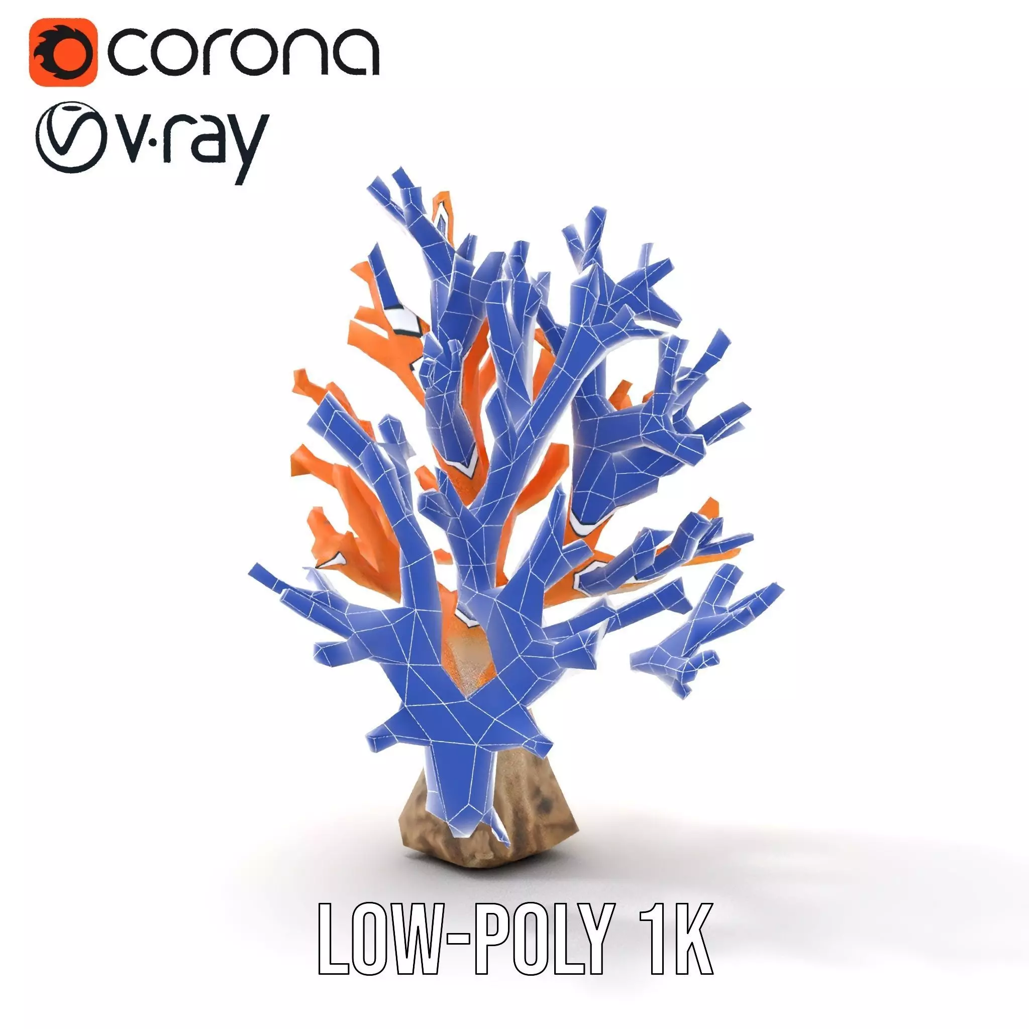 Orange Coral Sculpture model pack Low-poly 3D model_22