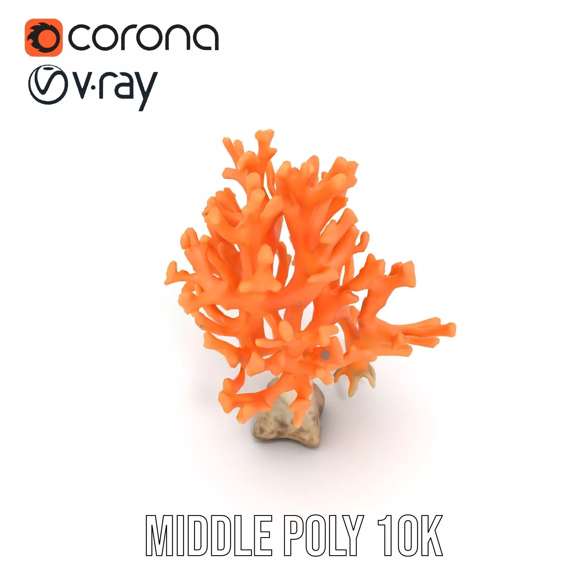 Orange Coral Sculpture model pack Low-poly 3D model_11